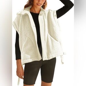 Athlisan Womens Fleece Vest Casual Sleeveless Button Down w/ Pockets - Medium